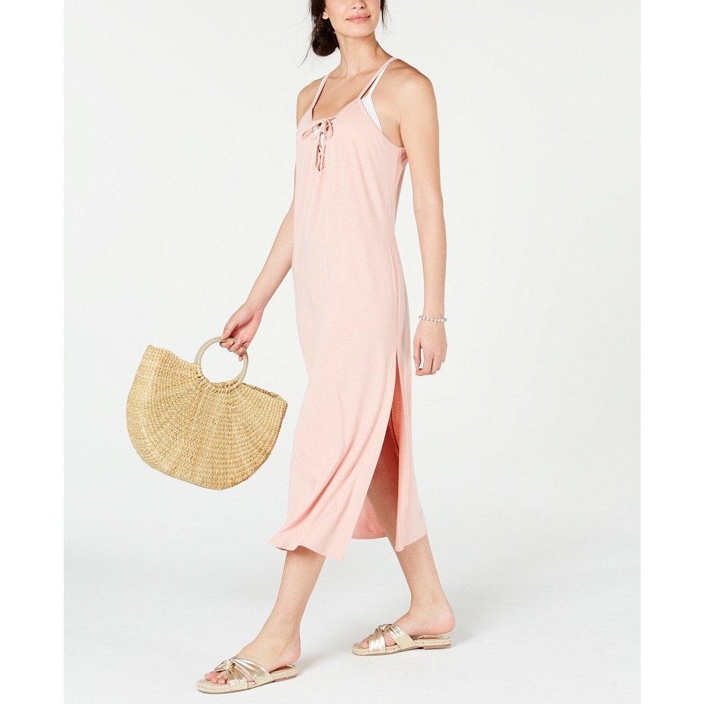 Miken Lace-Up Swimsuit Cover-Up‎ Dress Pink Women's Size Large NEW